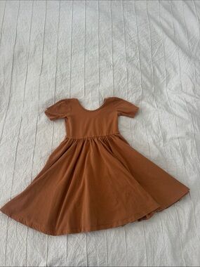 Alice+ Ames Girls' Rust Brown Twirl Dress - Kids Dress